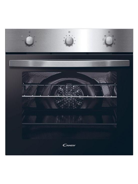 stillFront image of candy-pci27xchw6lx-multi-function-oven-with-4-burner-gas-hob-black-glass-with-stainless-steel