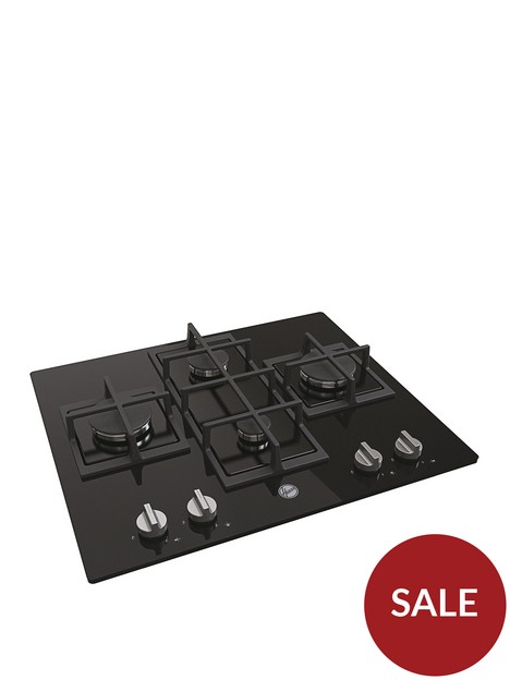 hoover-hvg6dk3b-60cm-4-burner-gas-hob-with-cast-iron-pan-supports-black-glass