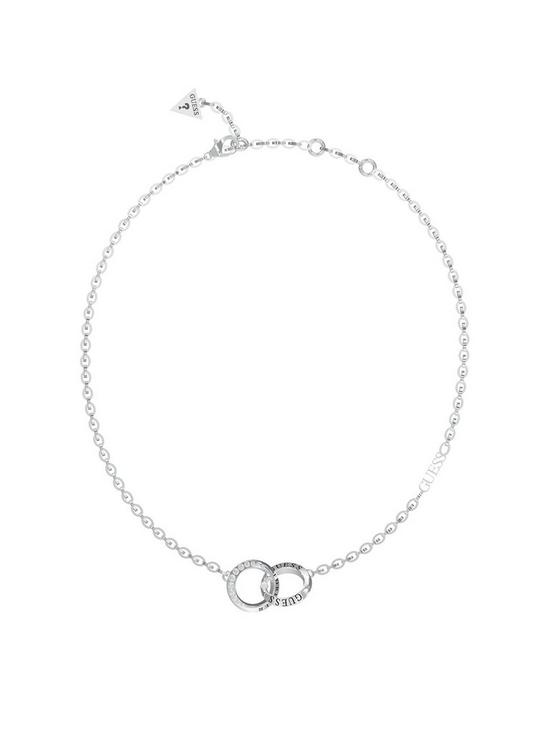 front image of guess-forever-links-16-18-mini-forever-links-necklace-silver