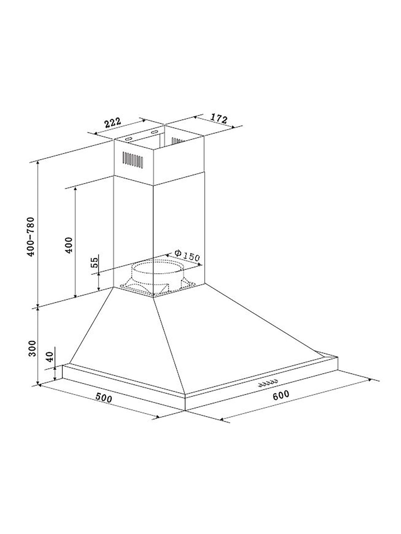  image of hoover-h-hood-300-hce160n-60cm-cooker-hood-with-led-light-black