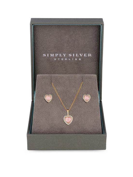 front image of simply-silver-sterling-silver-925-cubic-zirconia-14ct-rose-gold-pink-heart-setnbsp