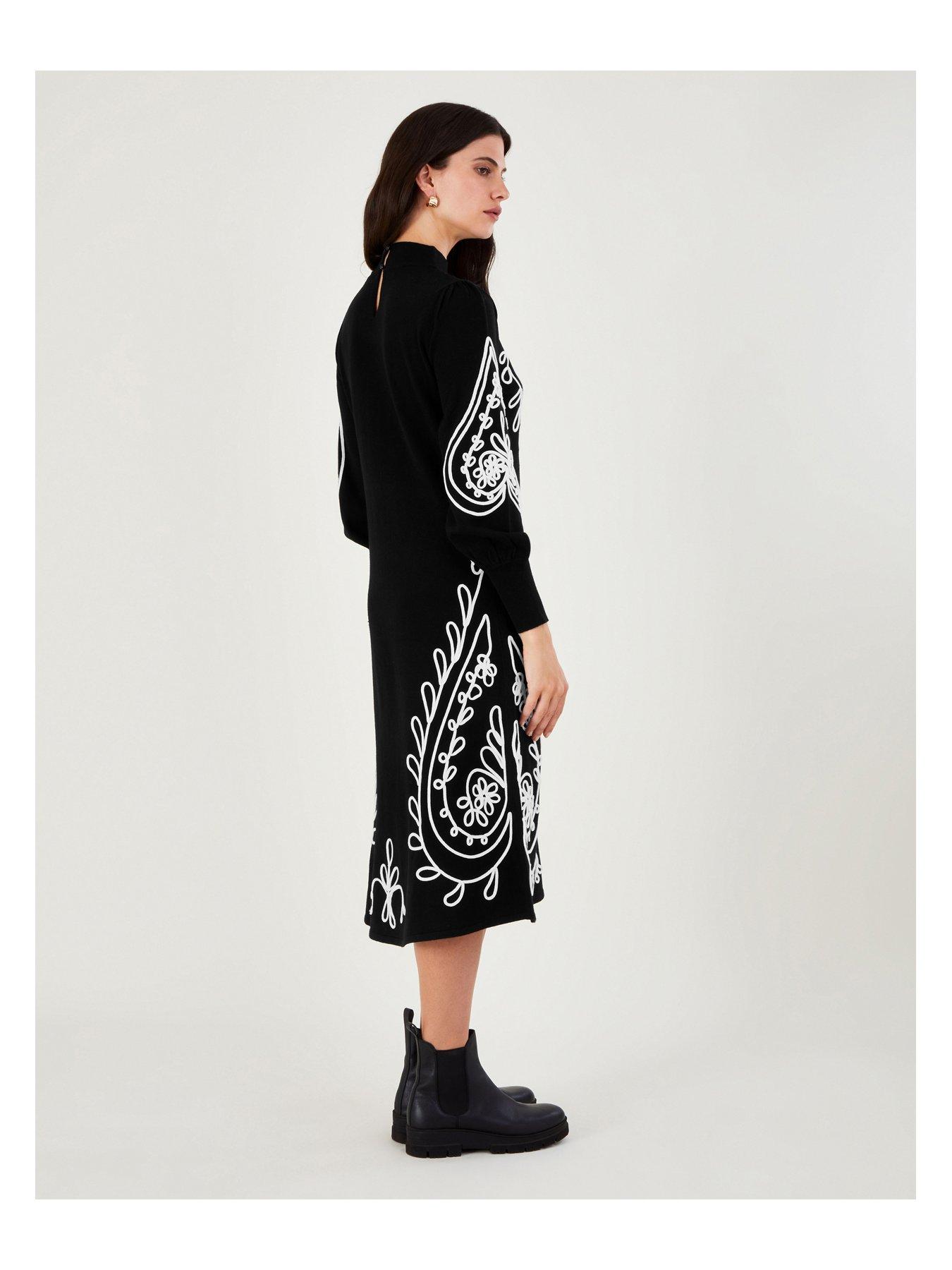  image of monsoon-heart-cornelli-knitted-dress-black
