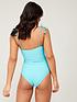  image of v-by-very-shape-enhancing-ruched-contrast-panel-swimsuit-blue
