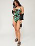  image of v-by-very-shape-enhancing-bandeau-ruched-detachable-strap-swimsuit-dark-floral