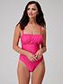  image of lucy-mecklenburgh-ruched-bust-detachable-strap-swimsuit-dark-pink