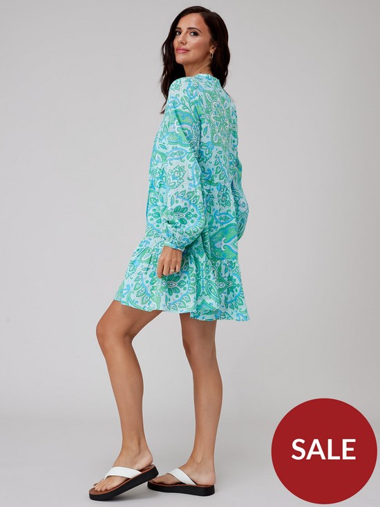 stillFront image of lucy-mecklenburgh-long-sleeve-printed-beach-shirt-mini-dress-multi