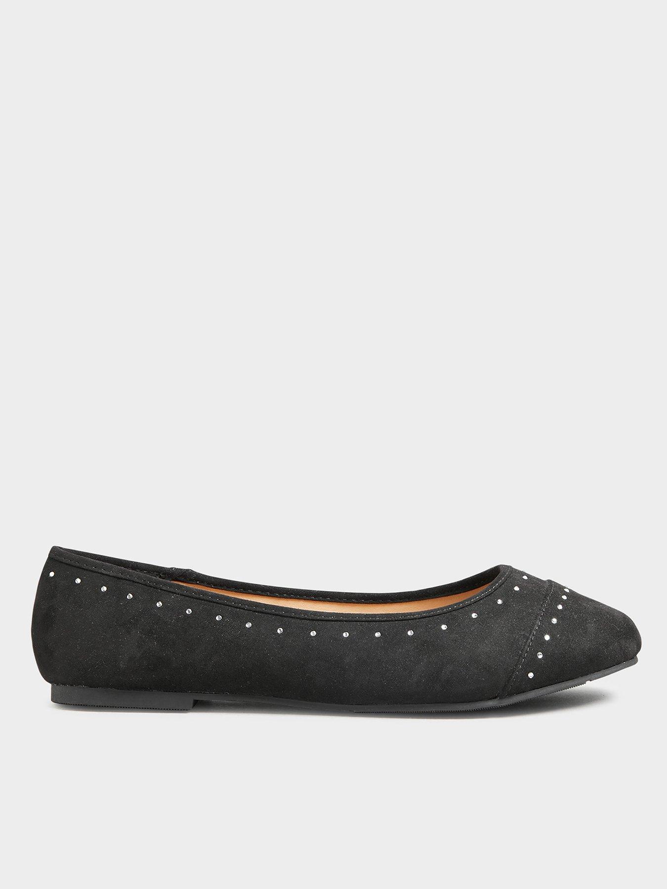 undefined Wide Diamante Ballerina - Black
