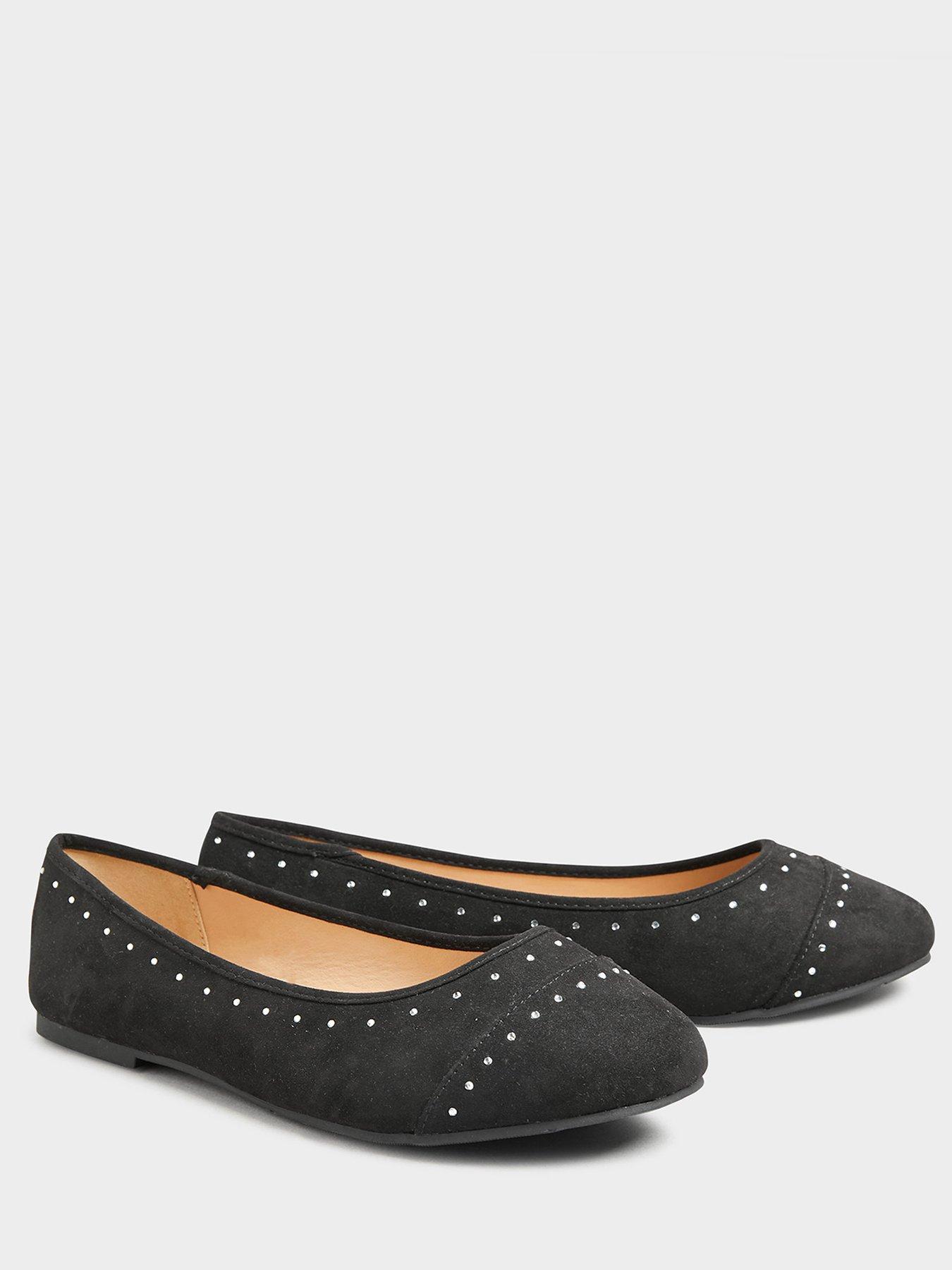  image of yours-wide-diamante-ballerinanbsp--black