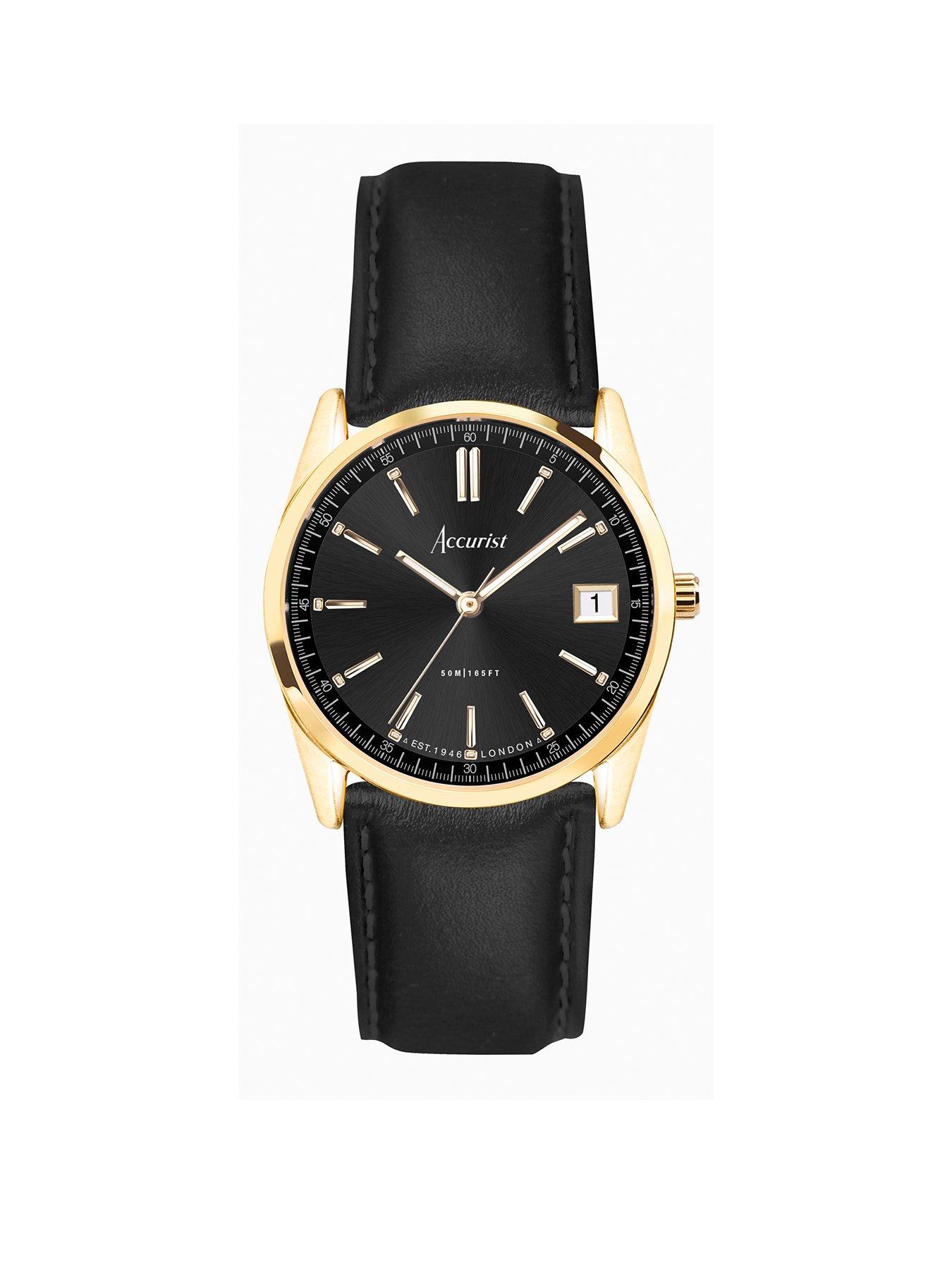 Accurist Everyday Womens Black Leather Strap Analogue Watch