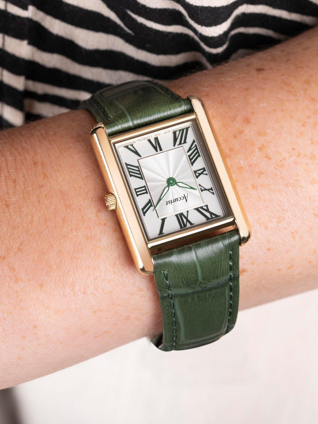 Green strap watch women's sale