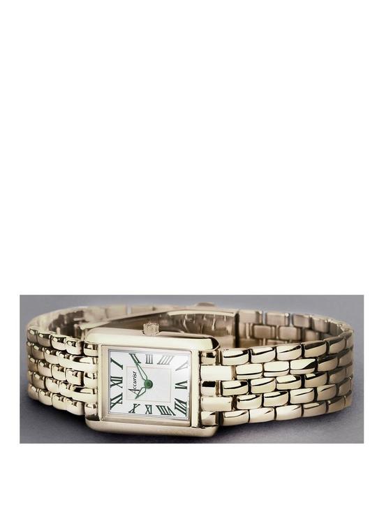 stillFront image of accurist-rectangle-womens-gold-stainless-steel-bracelet-analogue-watch