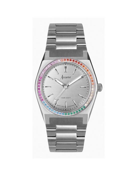 front image of accurist-origin-womens-silver-stainless-steel-bracelet-analogue-watch