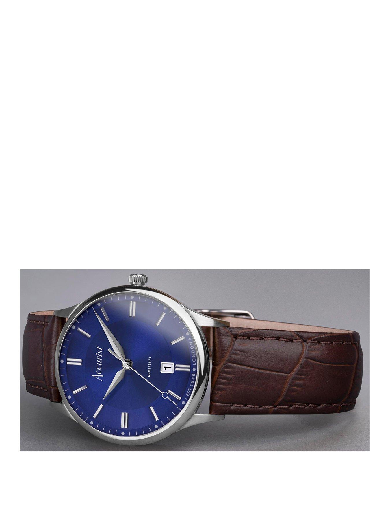 Image 2 of 8 of Accurist Classic Mens Brown Leather Strap Analogue Watch