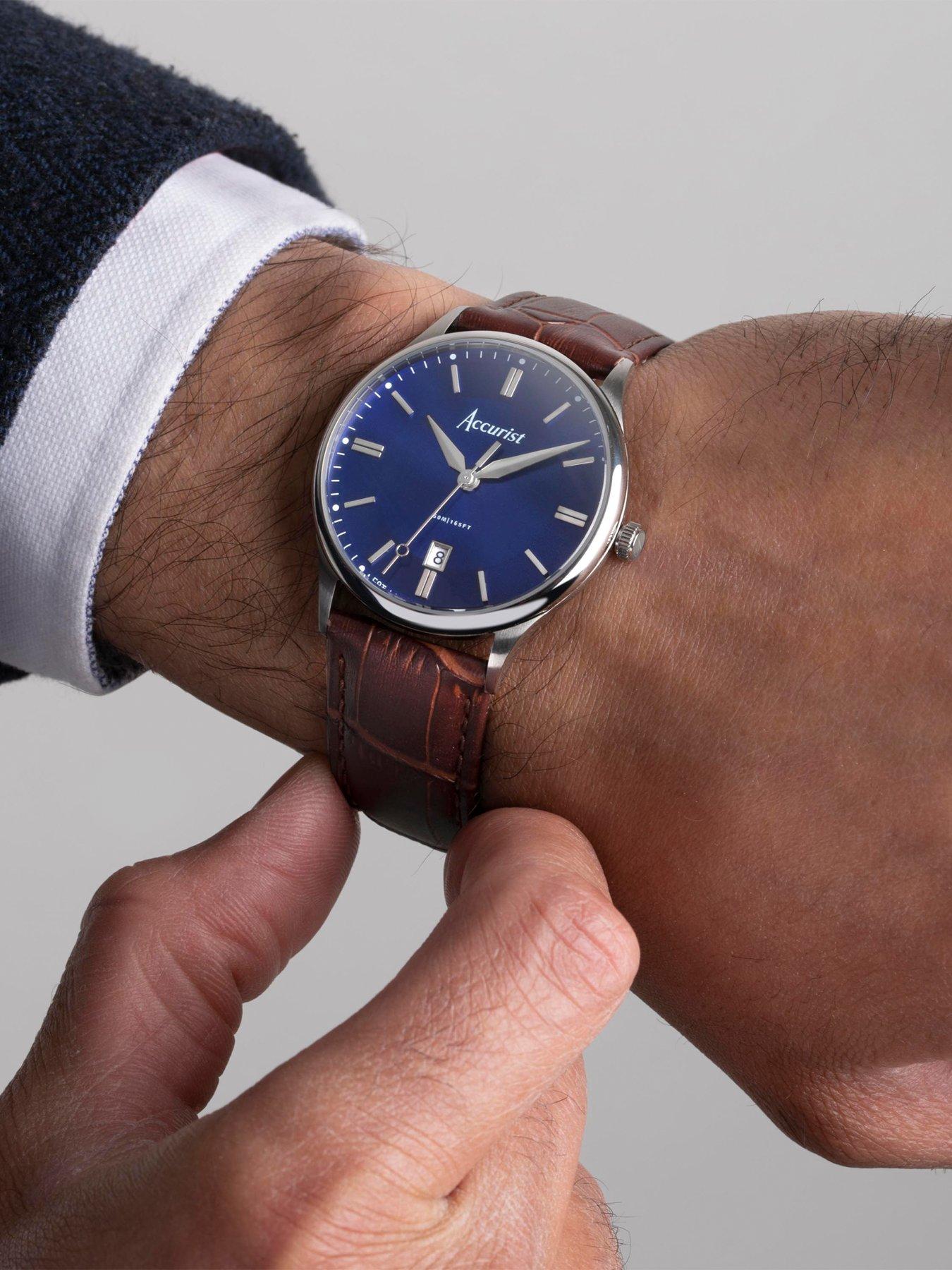 Image 3 of 8 of Accurist Classic Mens Brown Leather Strap Analogue Watch