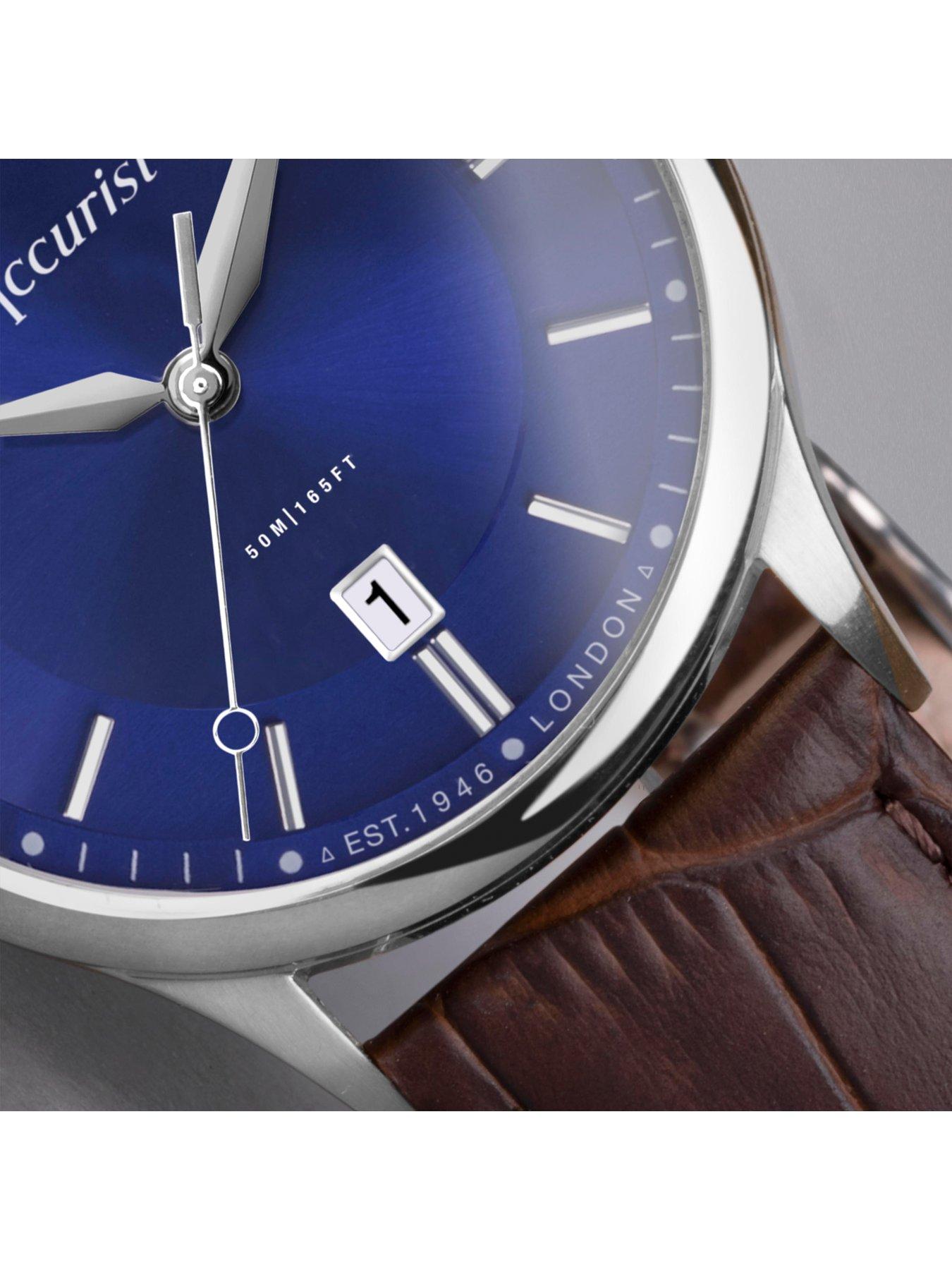 Image 5 of 8 of Accurist Classic Mens Brown Leather Strap Analogue Watch