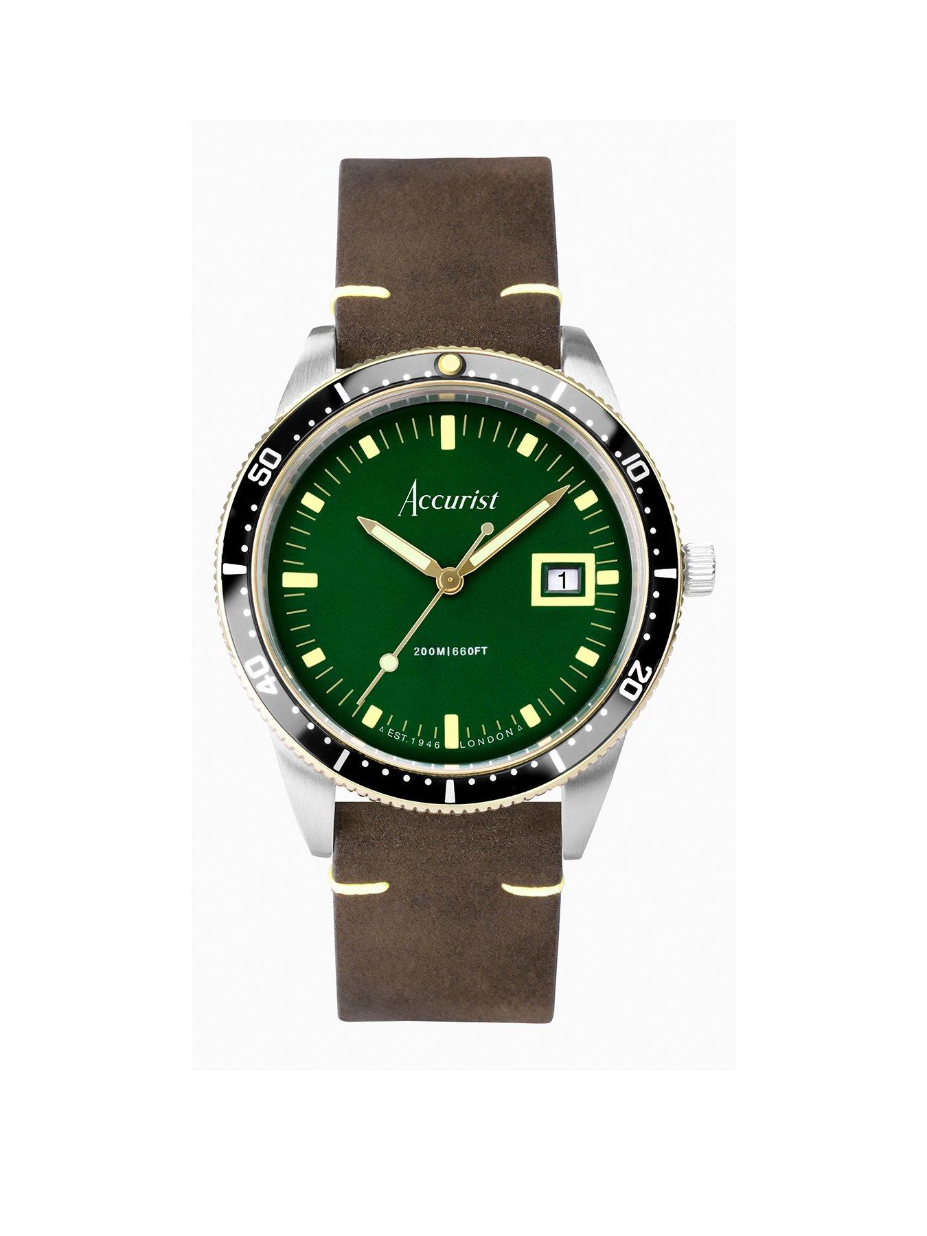 undefined Dive Mens Brown Leather Strap Analogue Watch