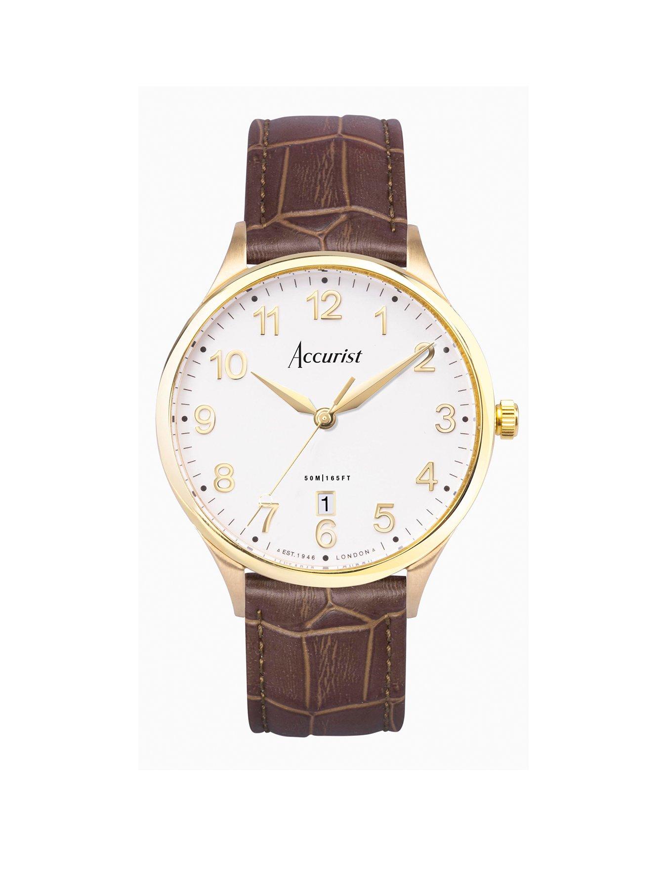 undefined Classic Mens Brown Leather Strap Analogue Watch