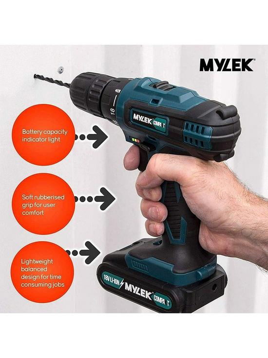 stillFront image of mylek-18v-cordless-drill-driver-2-speed-with-carry-case