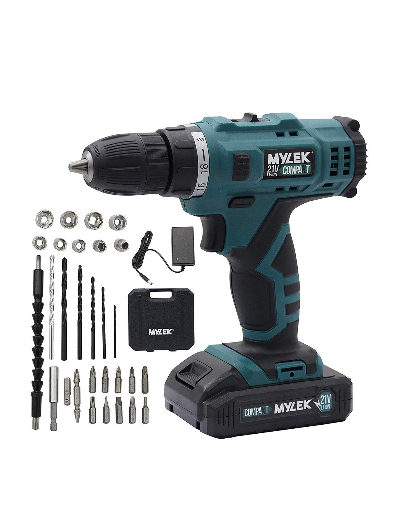 Image 1 of 7 of Mylek 21V Cordless Drill With 29-Piece Accessory Set and Carry Case