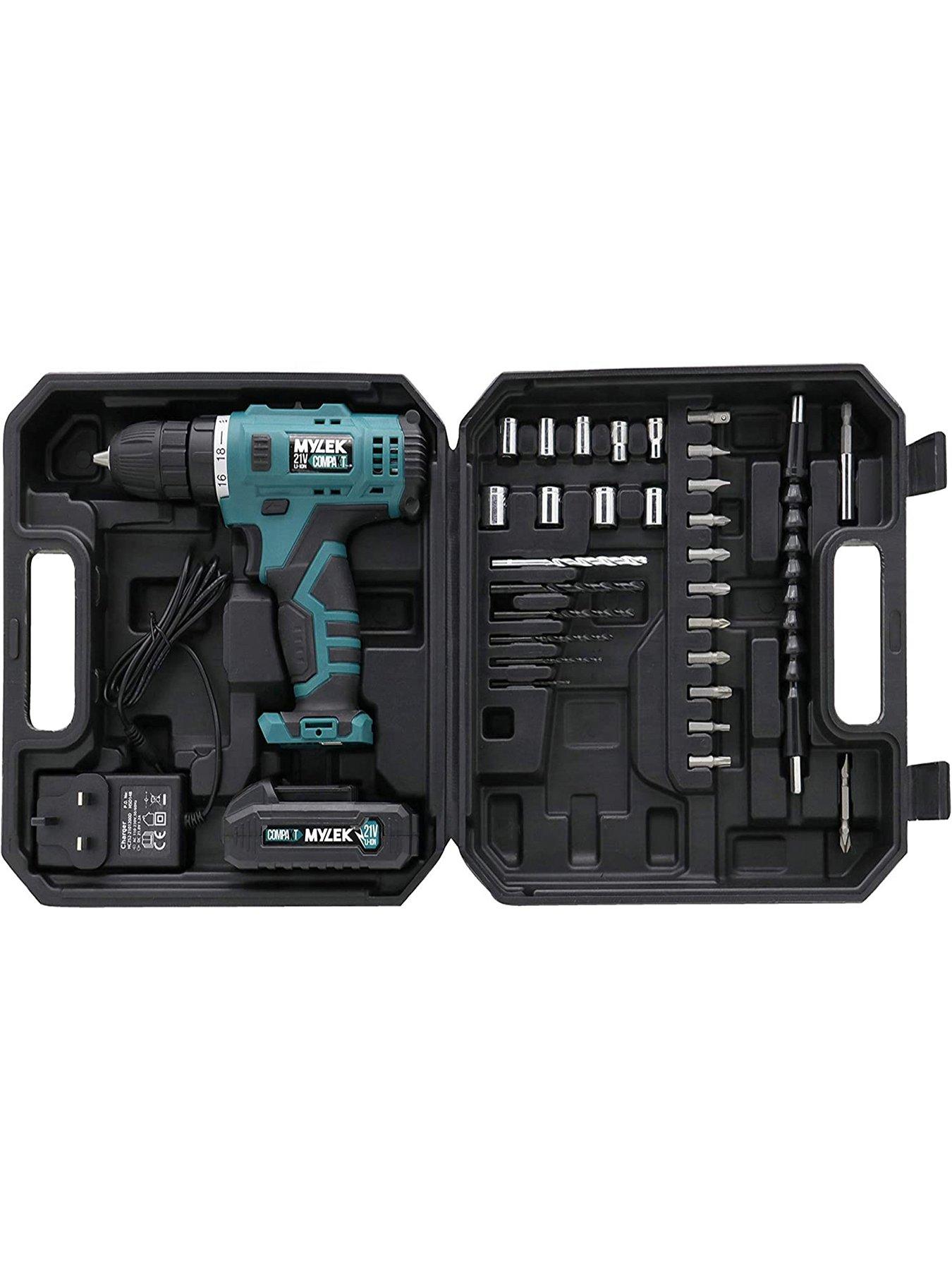 Image 2 of 7 of Mylek 21V Cordless Drill With 29-Piece Accessory Set and Carry Case