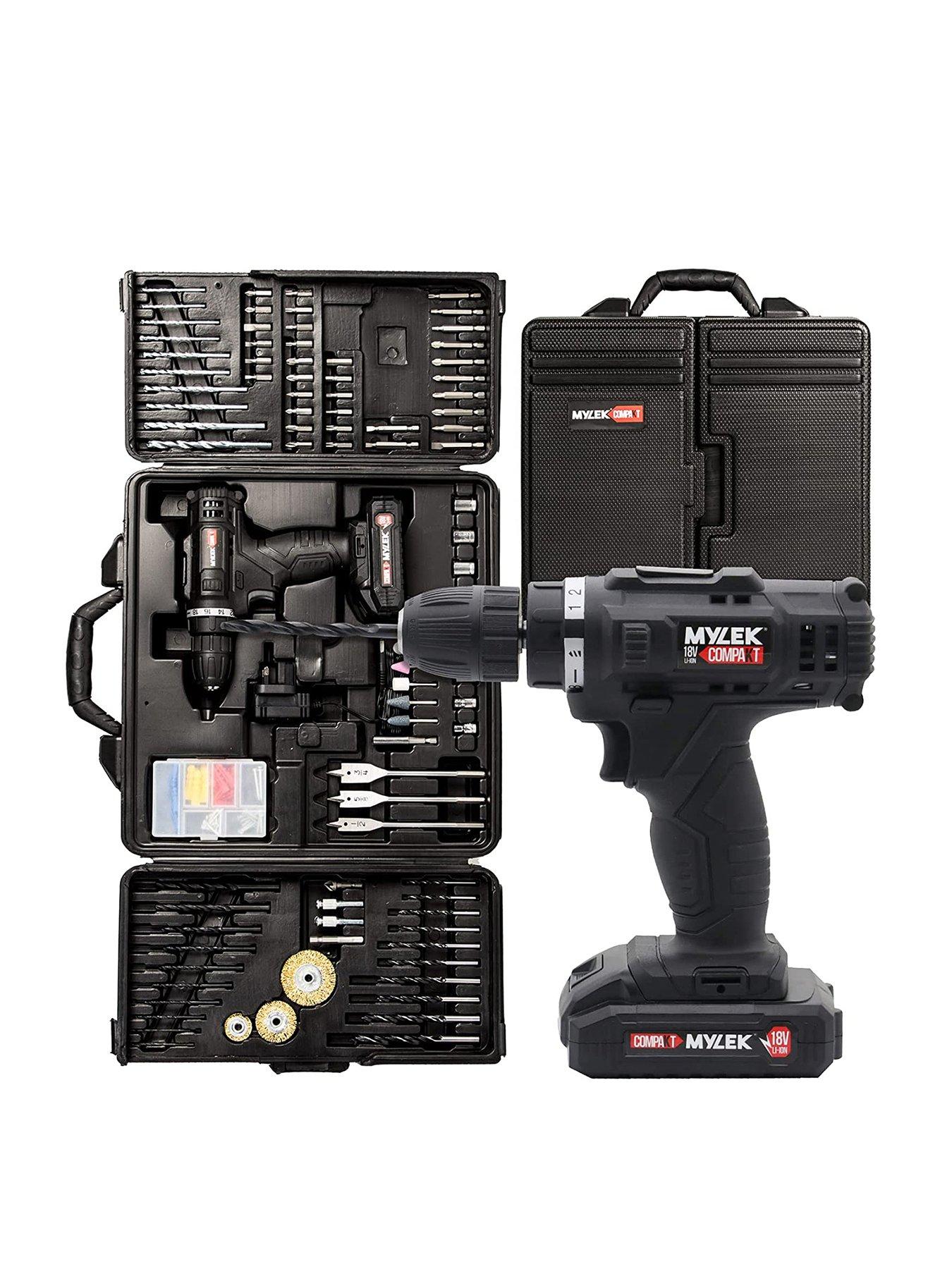 Image 1 of 7 of Mylek 18V Cordless Drill Electric Driver Set with 151-Piece Accessory Set and Case