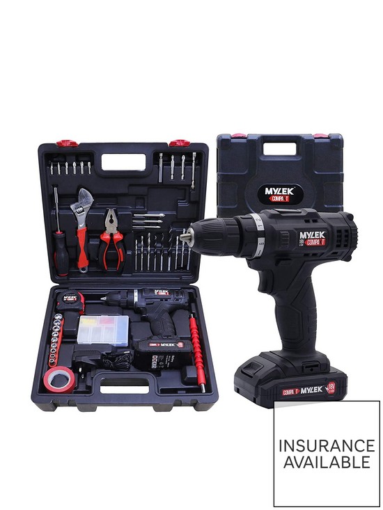front image of mylek-cordless-drill-set-18v-withnbsp90-piece-tool-kit-and-case