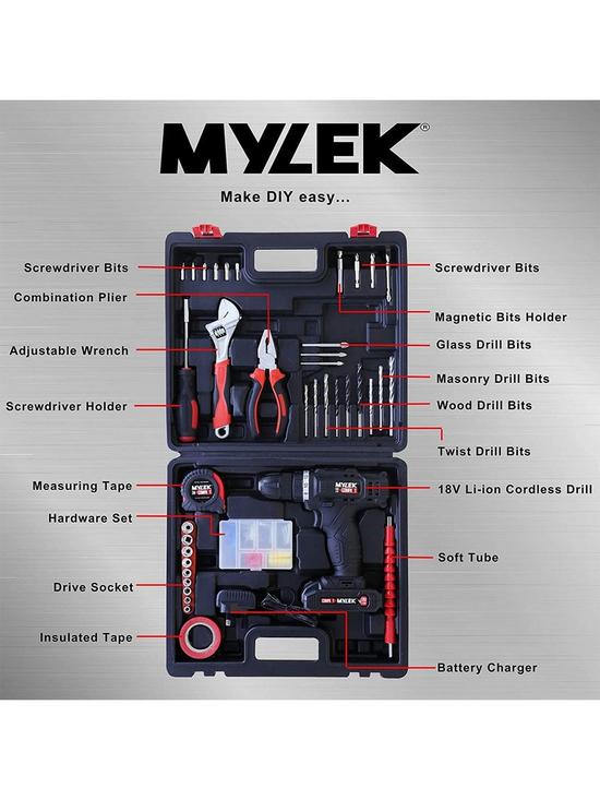 stillFront image of mylek-cordless-drill-set-18v-withnbsp90-piece-tool-kit-and-case