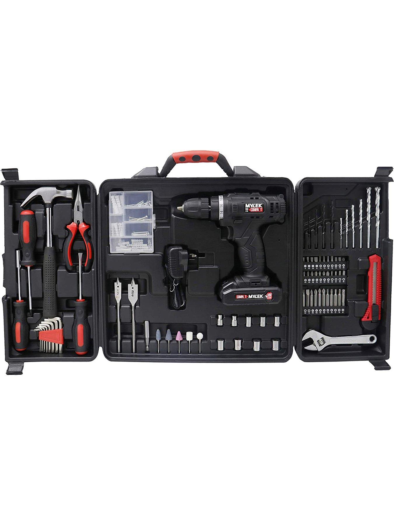 Image 3 of 7 of Mylek 18V Cordless Drill with 130 Piece Tool Set and Case