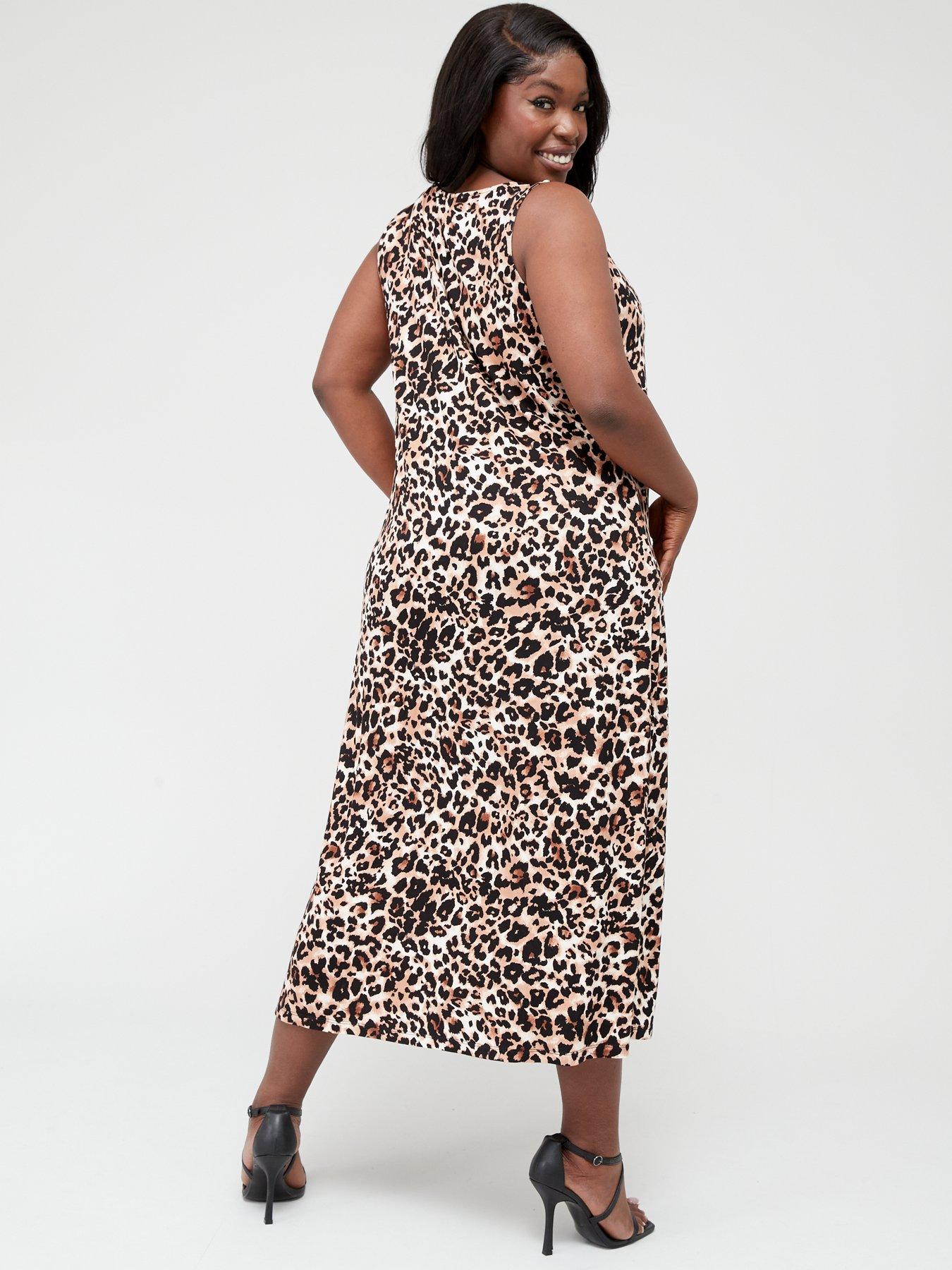 V by Very Curve Jersey Sleeveless Animal Print Maxi Dress Multi