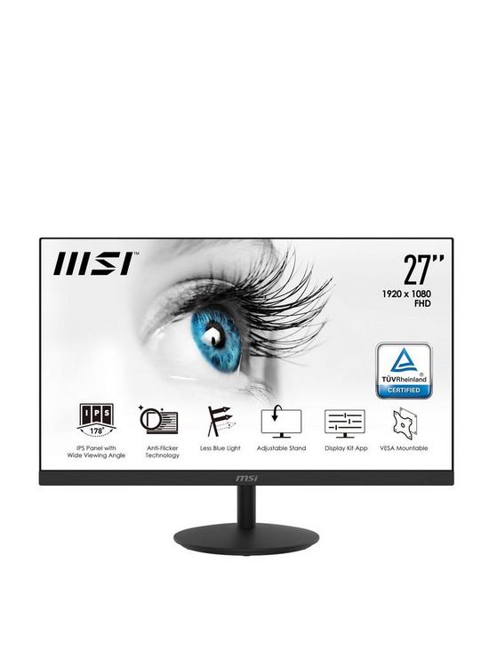 front image of msi-pro-mp271-27-inch-full-hd-75hz-ips-flat-monitor-with-built-in-speakers