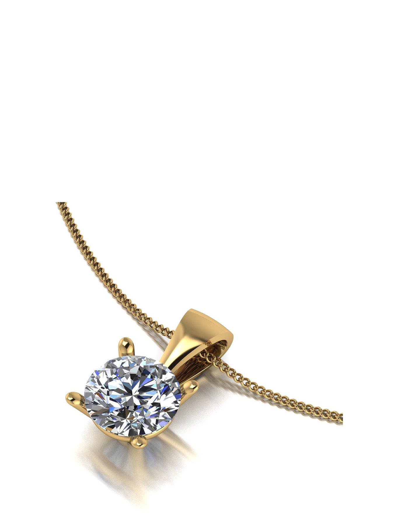 Image 1 of 5 of Moissanite 9ct Yellow Gold 1ct Moissanite Solitaire Pendant Necklace