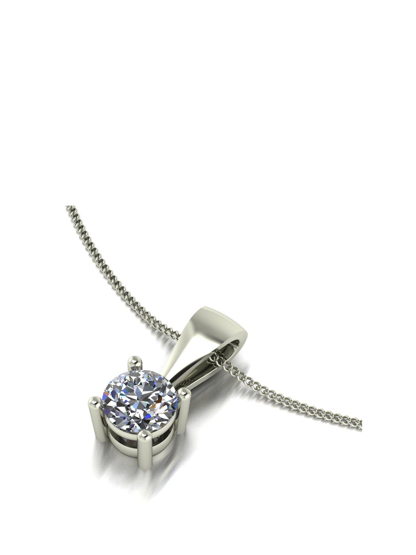 undefined 9ct Gold Moissanite 0.50ct Equivalent Solitaire Pendant Necklace