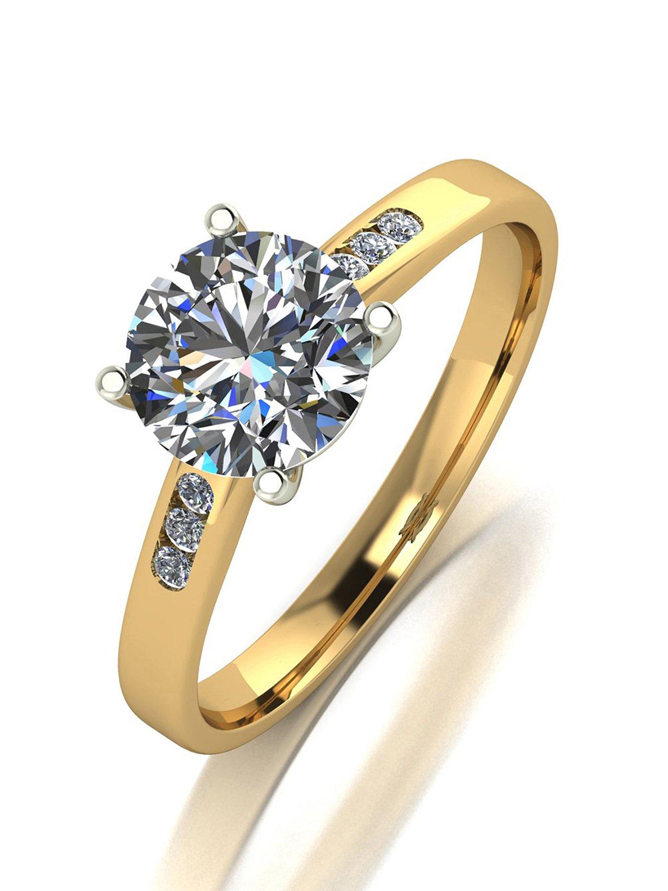 9ct Gold Ring 2ct Moissanite Solitaire Diamond Unique Engagement Ring