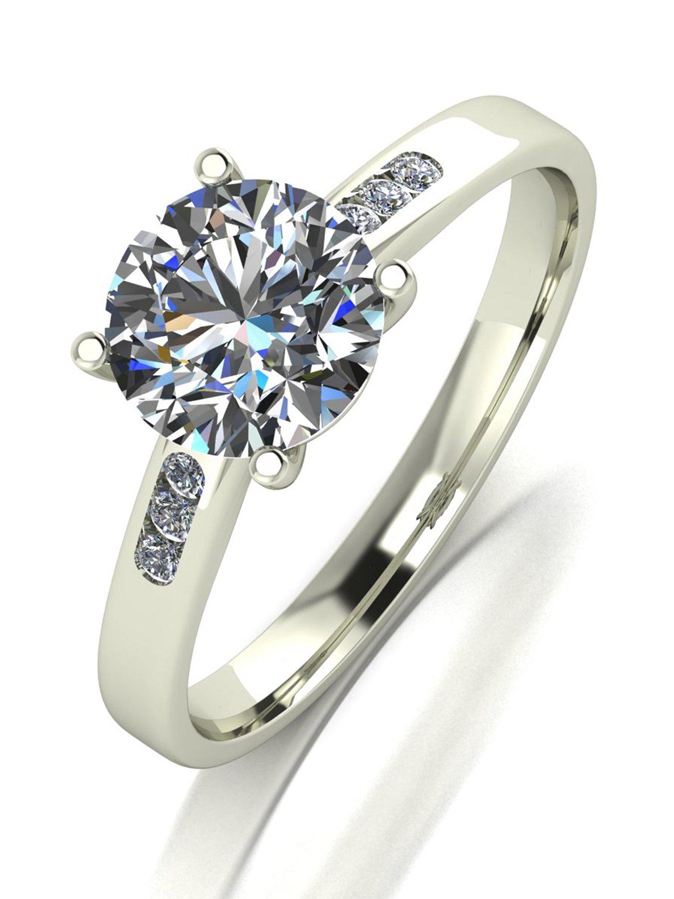 Image 1 of 5 of Moissanite 9ct White Gold 1.35ct Moissanite Solitaire Ring