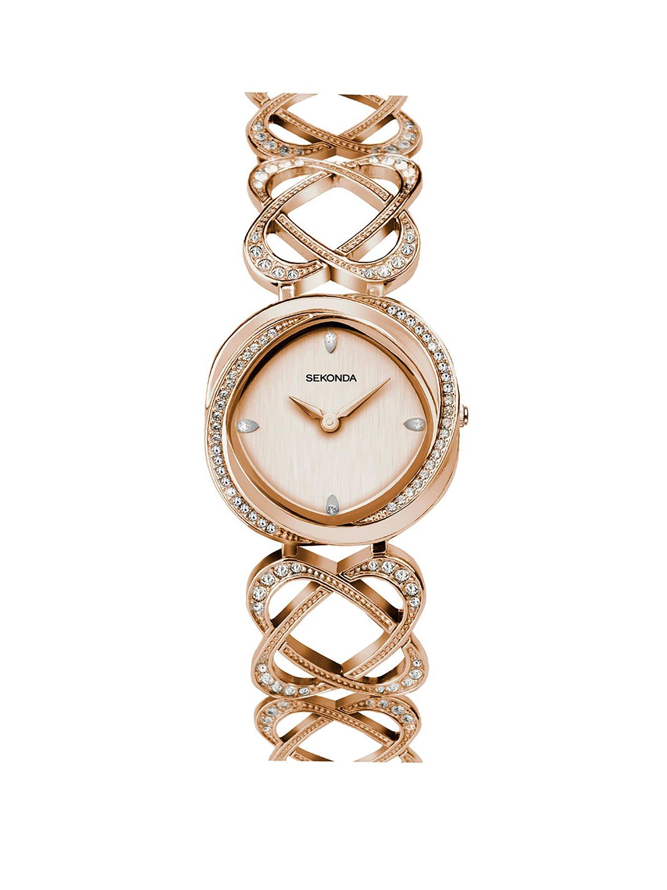 undefined Ladies Bronze Leather Strap with Rose Dial Watch