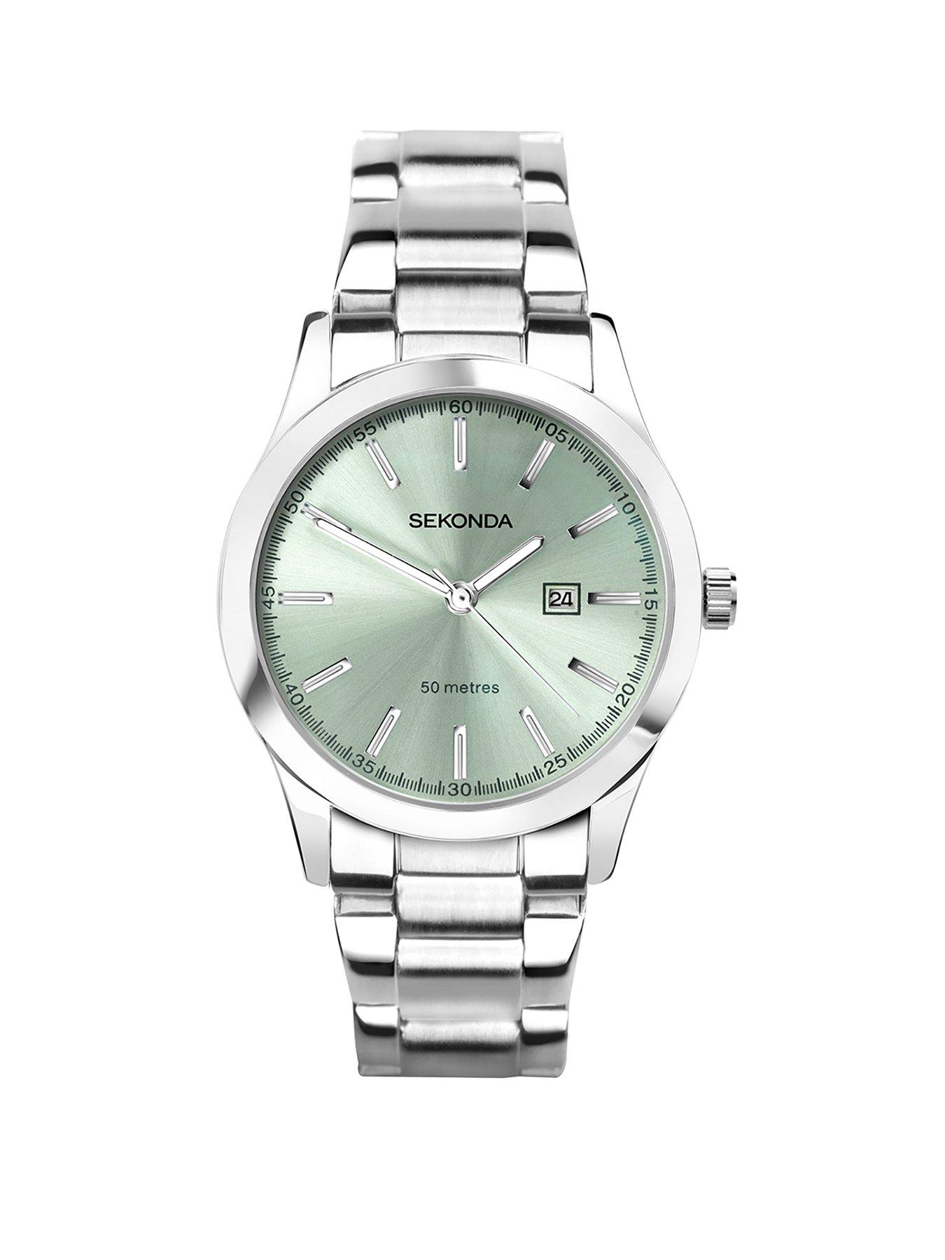 undefined Ladies Taylor Silver Stainless Steel Bracelet with Light Green Dial Watch