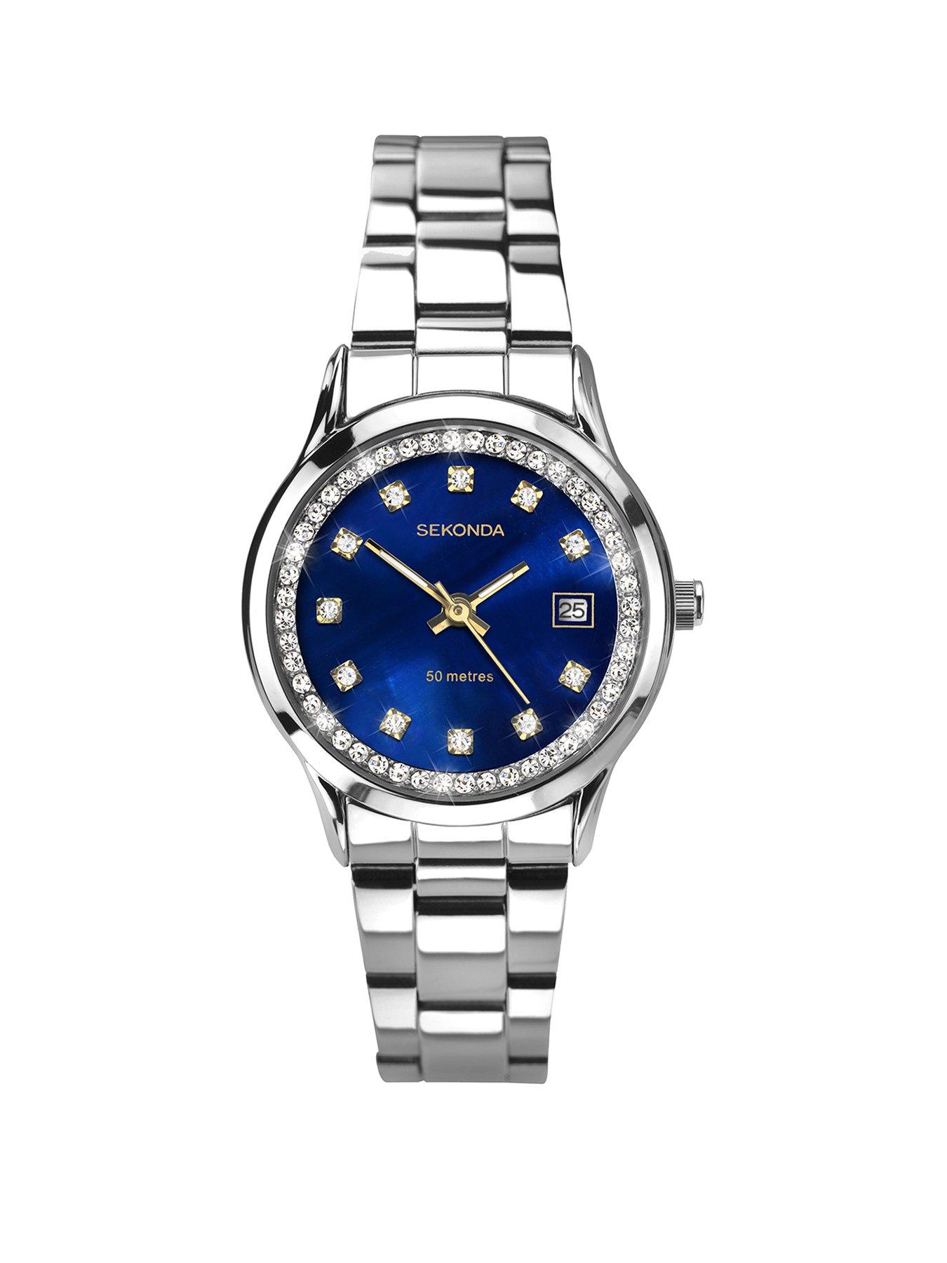undefined Ladies Victoria Silver Stainless Steel Bracelet with Blue Dial Watch