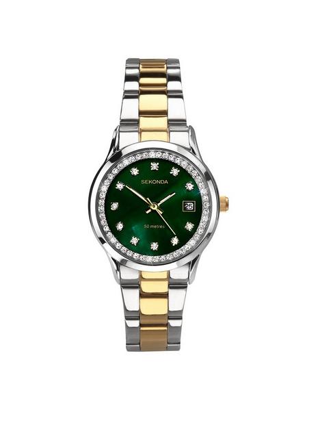 sekonda-ladies-victoria-two-tone-stainless-steel-bracelet-with-green-dial-watch