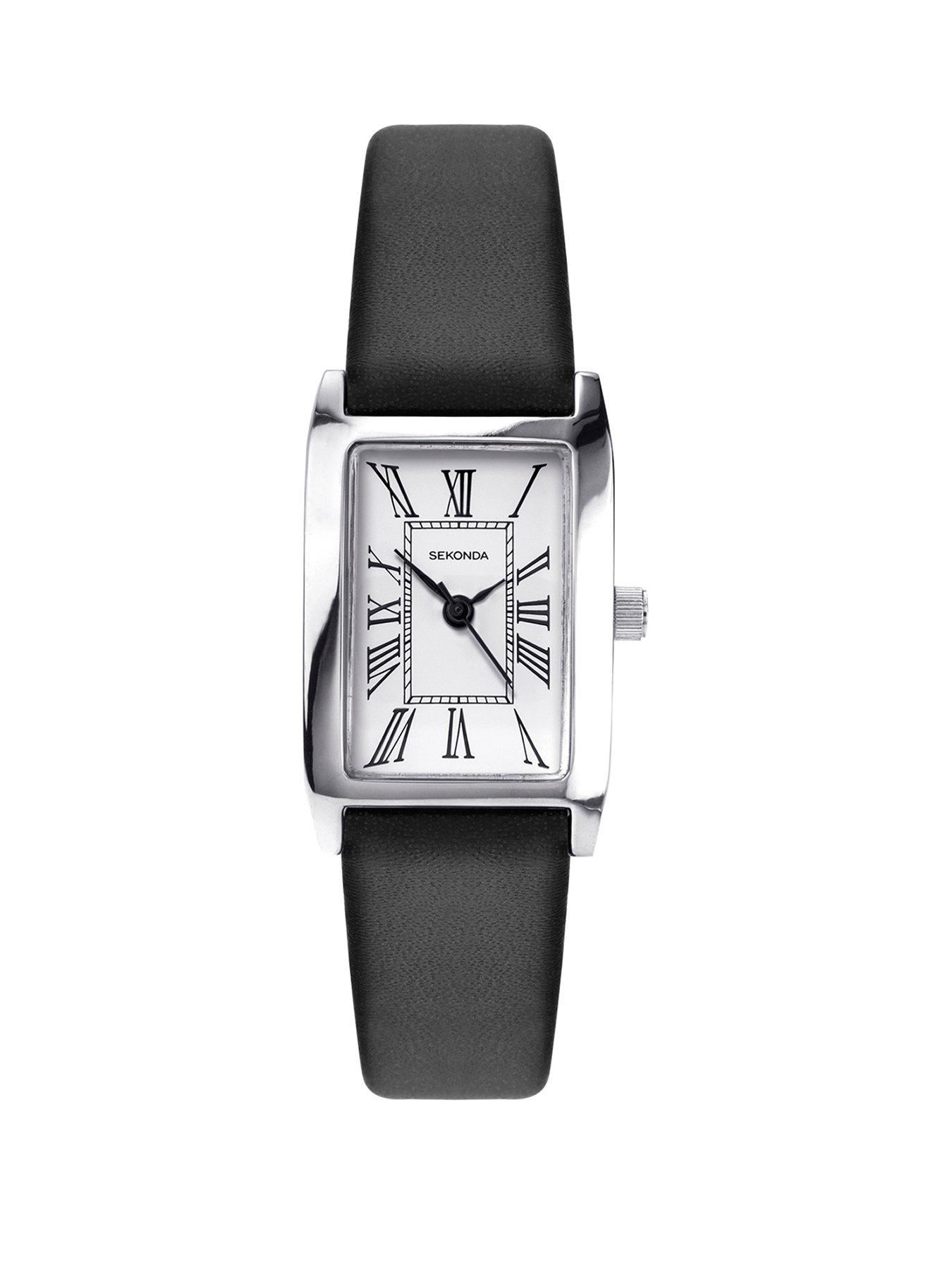 Sekonda Ladies Black Leather Strap with White Dial Watch