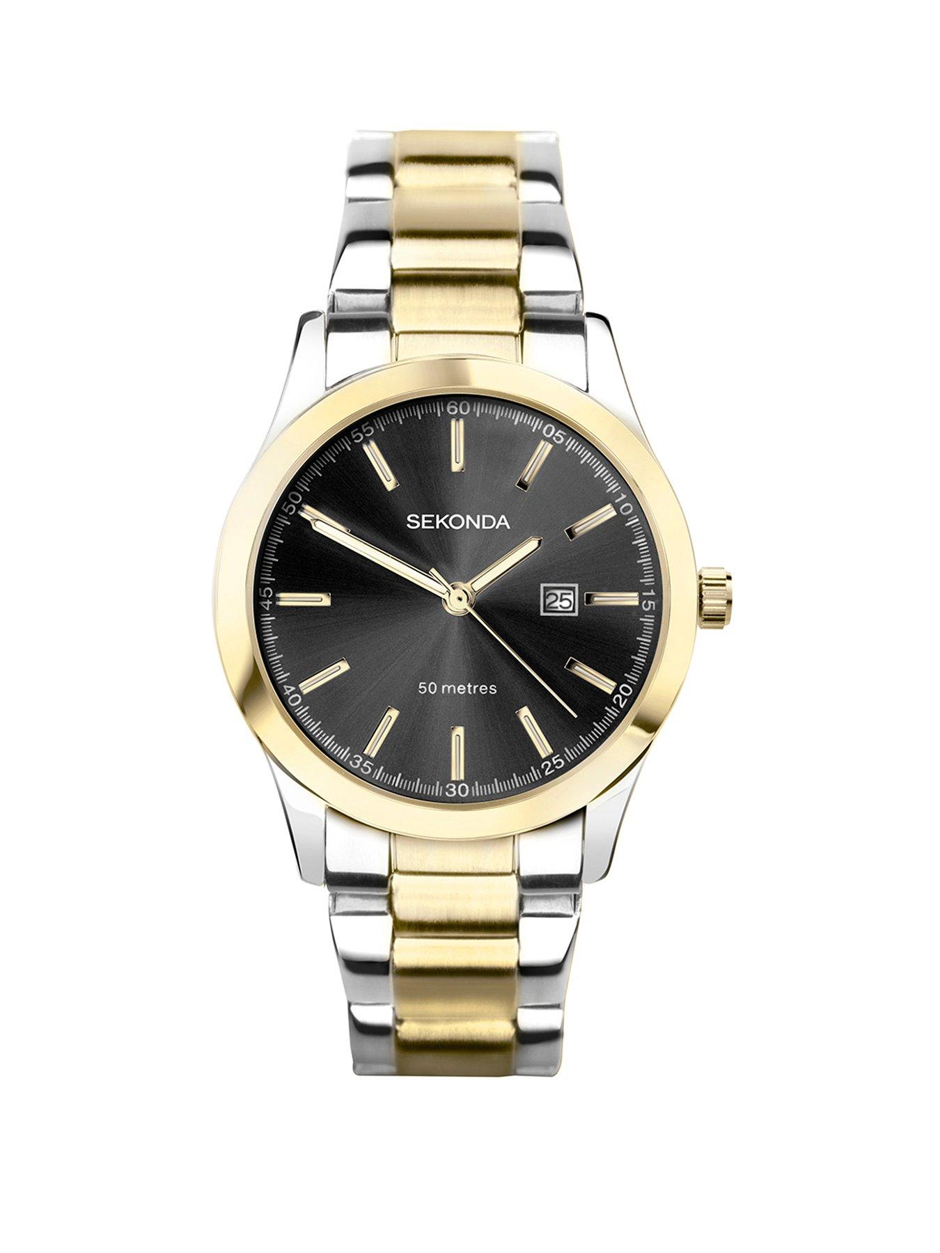 sekonda-ladies-taylor-two-tone-stainless-steel-bracelet-with-black-dial-watch