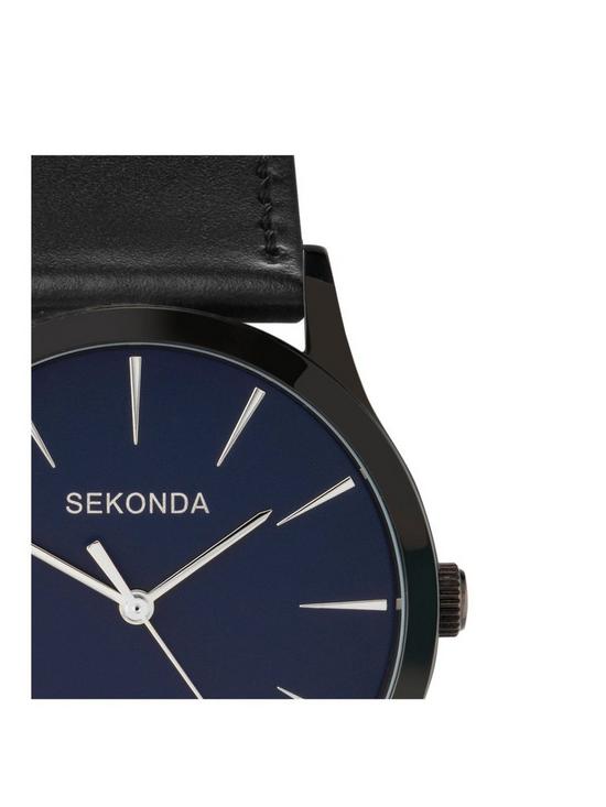 stillFront image of sekonda-mens-oslo-black-leather-strap-with-blue-dial-watch