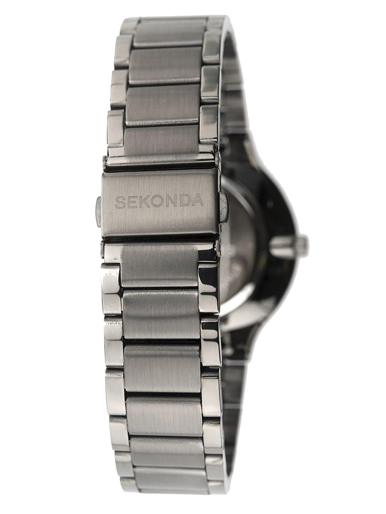  image of sekonda-mens-wilson-gun-metal-stainless-steel-bracelet-with-dark-blue-dial-watch