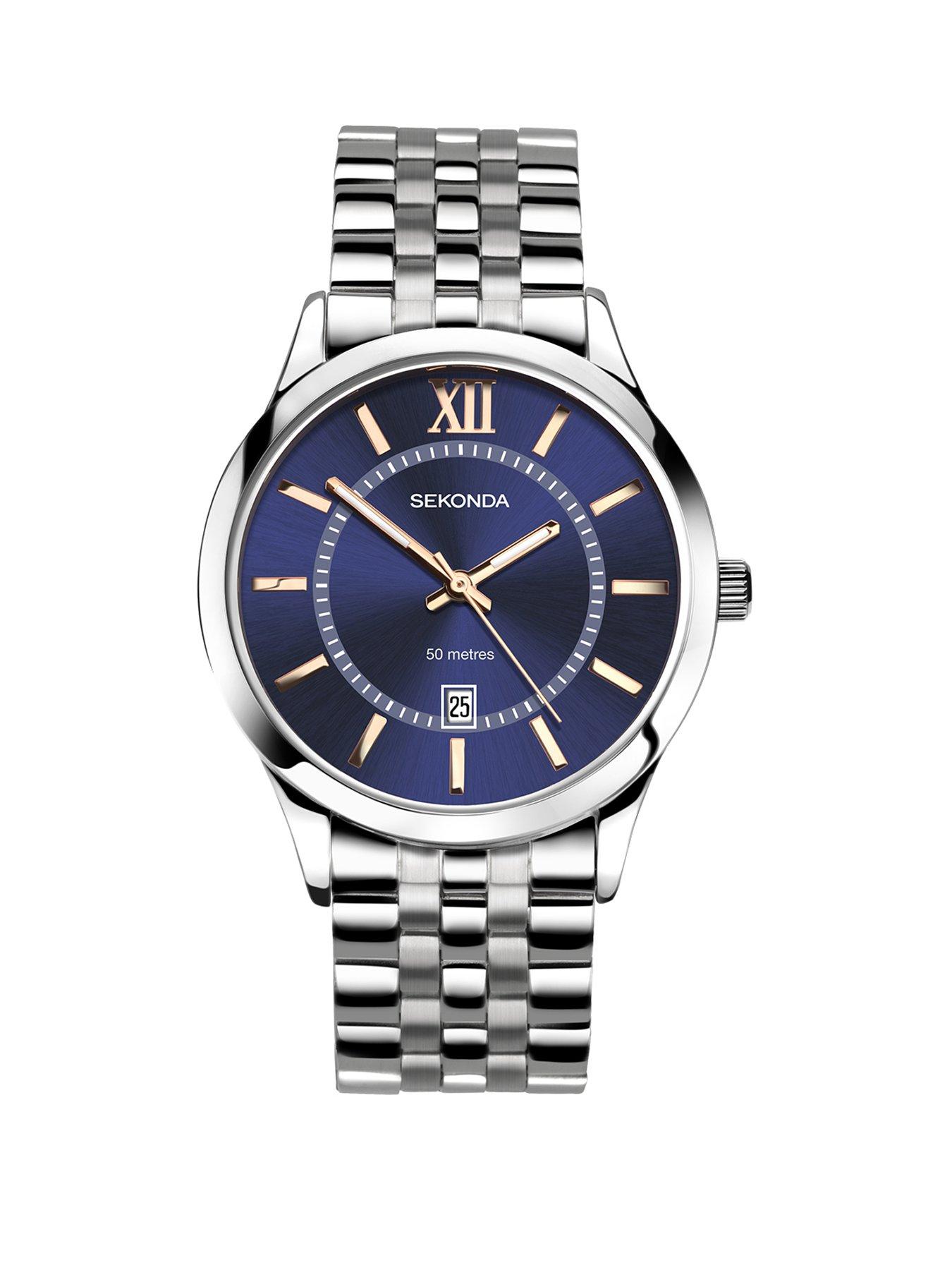 Image 2 of 6 of Sekonda Men's Silver Stainless Steel Bracelet with Blue Dial Watch