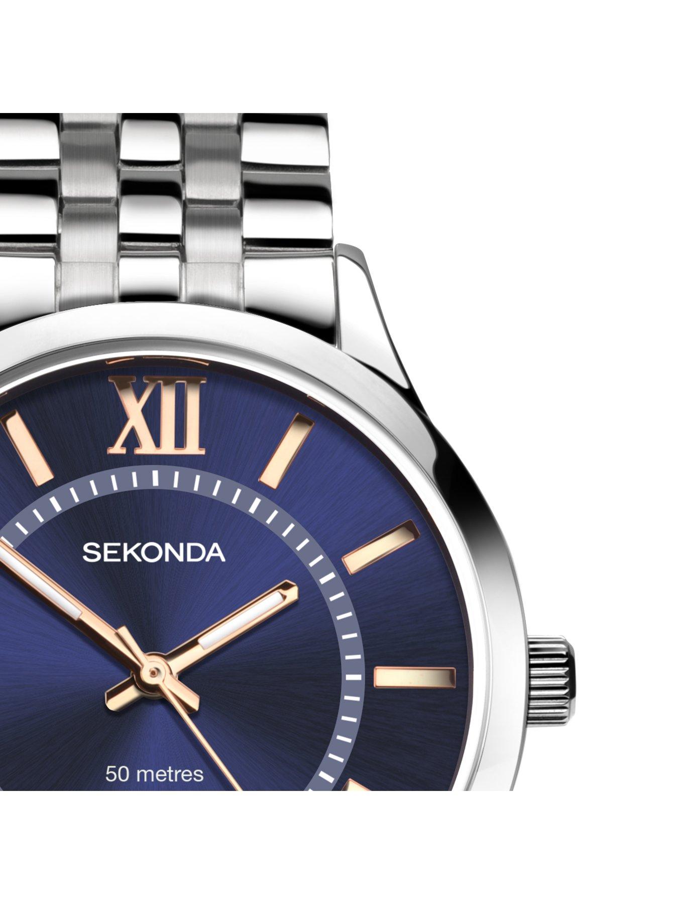 Image 4 of 6 of Sekonda Men's Silver Stainless Steel Bracelet with Blue Dial Watch