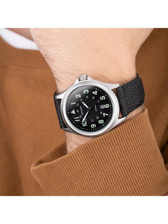 back image of sekonda-mens-wingman-black-nylon-strap-with-black-dial-watch