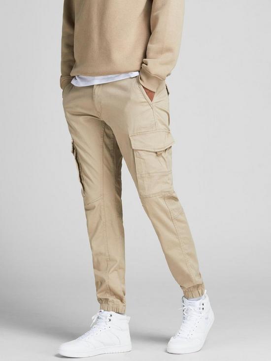 front image of jack-jones-paul-slim-fit-cargo-trousers-beige