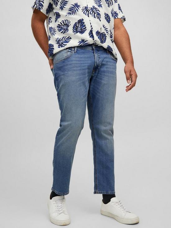 front image of jack-jones-plus-glenn-slim-fit-jeans-mid-wash