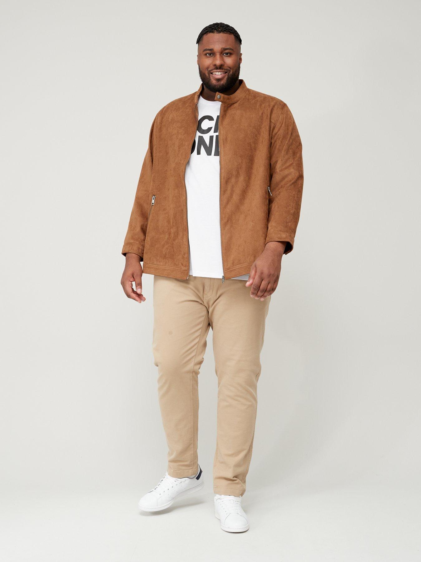 Jack Jones PLUS Rocky Faux Suede Jacket Brown littlewoods