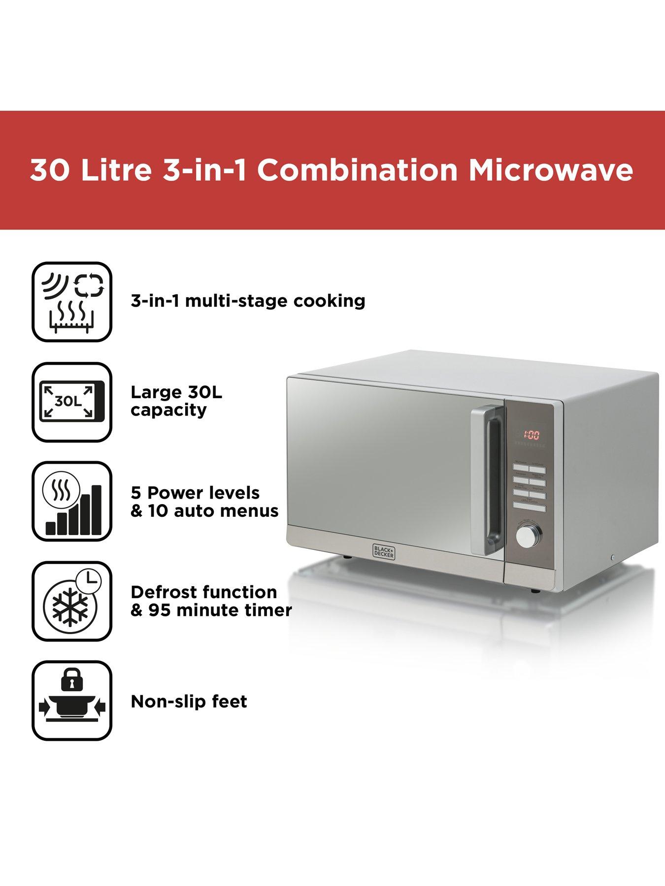 Image 2 of 6 of Black & Decker 30-Litre Combination Microwave with Grill and Convection Oven, Silver, BXMZ24038GB