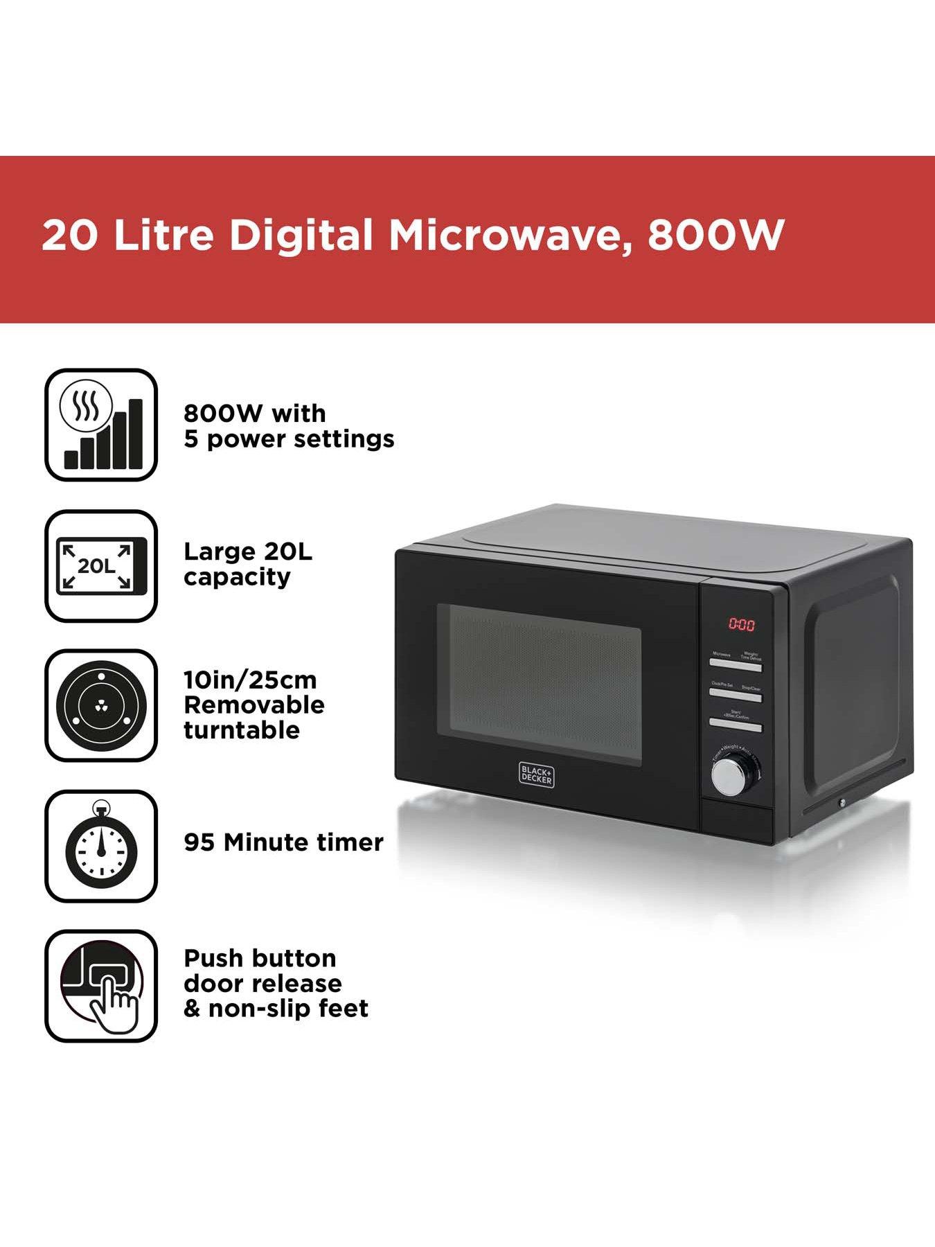 Black & Decker 20Litre Digital Microwave with Defrost Function, 95